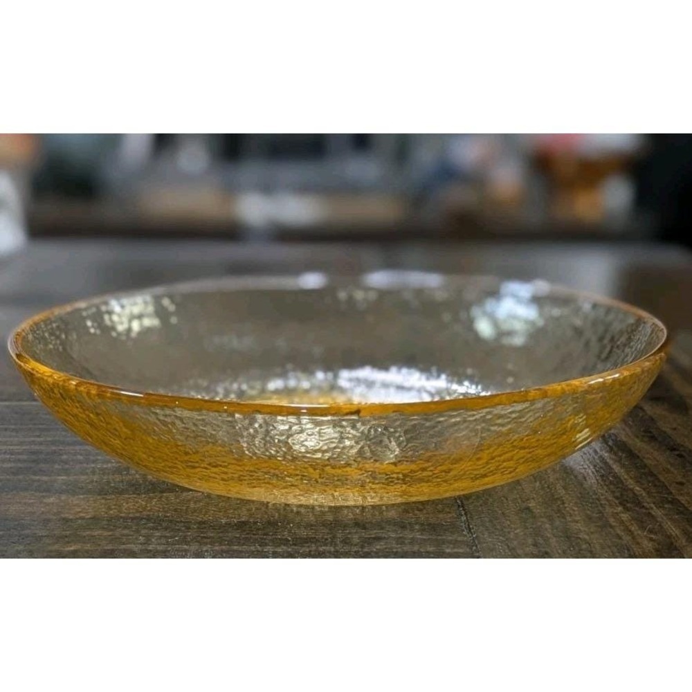 Fire and Light Pasta Bowl Shallow Dish 9" Citrus Orange Recycled Art Glass - Picture 8 of 11